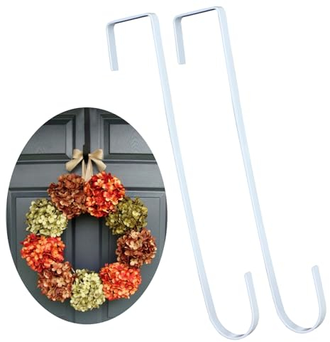 Molain Lot de 2 crochets de suspension pour couronne, 30,5 cm, blanc pour porte d'entrée, couronne, porte, vêtements, serviettes, Halloween, Noël, Pâques (blanc)