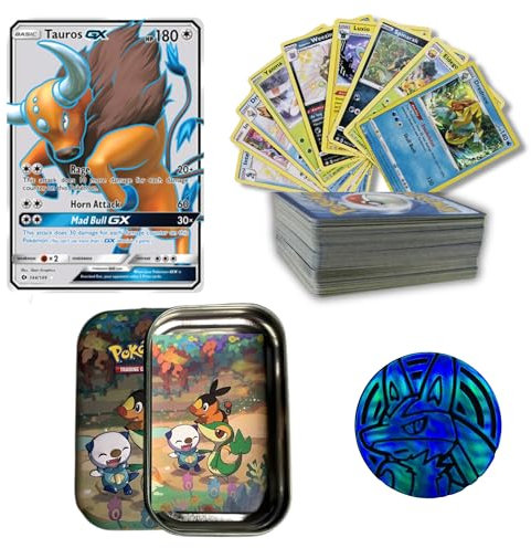 Ultimate Mini Tin Bundle - Includes 50 Assorted Trading Cards, 1 Ultra Rare Shiny Card and Collector's Coin - Ideal for Pokemon Card Tins, Storage, Display and Perfect for Pokemon TCG Fans!