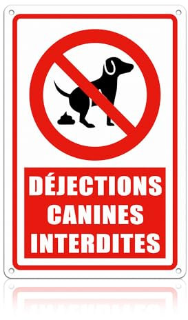 TAKULA Panneau Chien Crotte - Déjections Canines Interdites, 30 * 20CM Panneau Ramasse Crottes de Chien, Panneaux Métalliques Étanches, Résistants au Soleil et à la Rouille