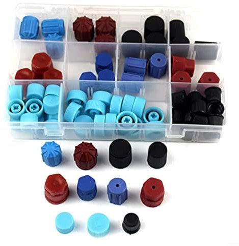SMZhomeone 77 Stück Klimaanlagen-Ventilkappen, Klimaanlagen-Service-Kappen, Auto-Klimaanlagen-Dichtungssatz für Auto-Klimaanlagenwartung