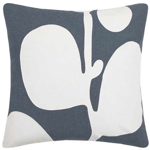Voyage Maison Betel Feather Filled Cushion – 100% Cotton Abstract Leaf Appliqué Decorative Pillow (Bluebell - 50x50cm)