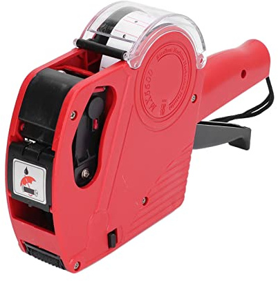 YDuupxe MX5500 Preisauszeichner-Set, 8-stelliges Manuelles Etikettiergerät mit Kartusche, Tragbares Preisauszeichnungsgerät für Kleidung, Spielzeug, Gepäck, Teppiche (Rot)