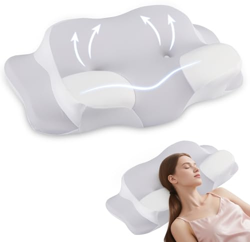 Eirolace Oreiller Orthopédique,Memoire De Forme,Anti Ronflement Et Apnée Positionnelle,Oreiller Apnée du Sommeil pour Les Dormeurs sur Côté,Dos Et Ventre(Gris)