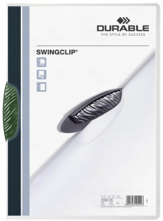 Durable Klemm-Mappe Swingclip aus PP, bis zu 30 Blatt A4, grün, 25er Packung, 226005