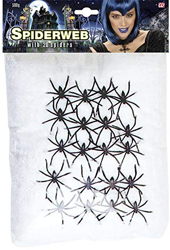 W WIDMANN MILANO Party Fashion - Weißes Spinnennetz, mit Spinnen, Tischdekoration, Horror, Halloween, Mottoparty