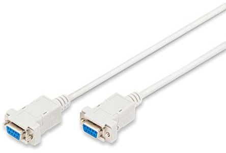 DIGITUS Nullmodem-Verbindungskabel – 3 m – D-Sub9 – Buchse-Buchse – umgekehrte Pins für Senden und Empfangen – beige