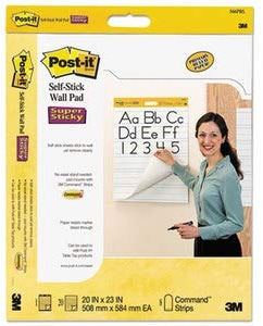 Post-it Staffelei-Pads, selbstklebende Wandstaffelei, prim r, liniert, 20 x 23 cm, Wei , 20 Blatt, 2 St ck
