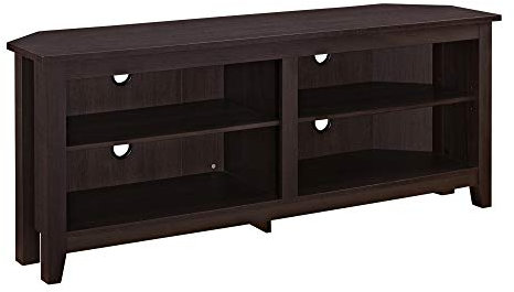 Walker Edison Maxwell Classic 2 Shelf Corner TV Stand for TVs up to 65 Inches, 58 Inch, Espresso