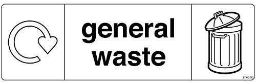 stika.co General Waste Recycling Sticker – WRAP Recycle Now Sign – 200 x 60 mm Self-Adhesive Vinyl – BS EN ISO 7010 Compliant – Eco Bin Label for Outdoor Use