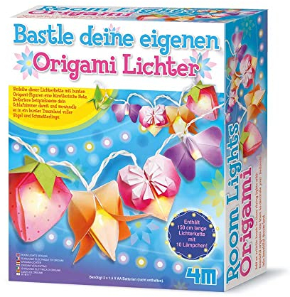 4M Create Your Own Beautiful Origami Lights - DIY Origami Lampen Bastelset für Kinder - Kreatives Bastelprojekt zur Raumdekoration - Perfektes Geburtstagsgeschenk