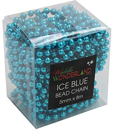 Widdle Gifts Ltd Christmas 8 Metre Bead Garland Tree Room Decoration - Pale Blue