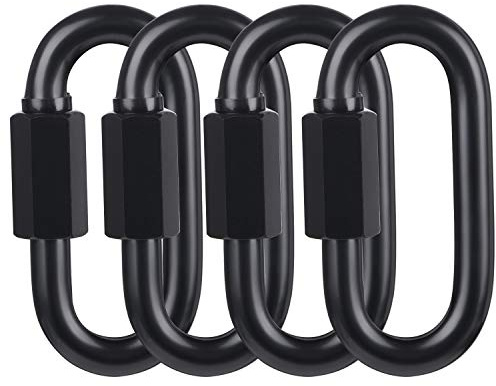 BEWISHOME D Shape Locking Carabiner,Black Quick Links,Durable Chain Links,Heavy Duty Chain Connector,Black M8 HDK03H