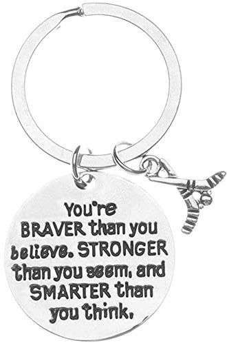 Sportybella Hockey-Charme Keychain, Inspirational Youâ Re Braver als Sie glauben, stärker als du scheinst & intelligenter Sie Denken Schmuck, Hockey-Geschenke für Hockey-Spieler