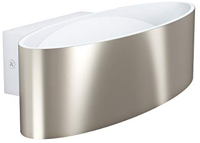 EGLO LED Wandlampe Maccacari, 1 flammige Wandleuchte, Minimalismus, Wandstrahler innen aus Aluminium, Stahl und Kunststoff, Wohnzimmerlampe, Flurlampe in Nickel-Matt, Weiß, Transparent