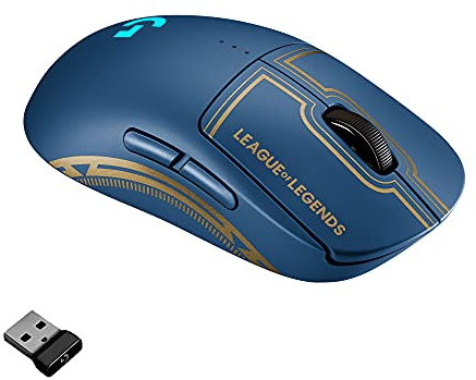Logitech G Pro X Souris Gaming sans Fil - Lightspeed, Capteur Hero 25K, 25 600 DPI, RVB, Boutons Personnalisables 4-8, Ambidextre, Edition Officielle League of Legends - Bleu 910-006451