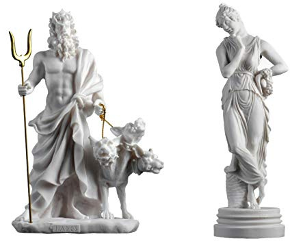 BeautifulGreekStatues Statue aus Persephon-Göttin und Pluto Hades Herr der Unterwelt, Alabaster, Weiß, Statue, 2970782031, Klassisch, Mythologie, 30 cm x 11,17 cm x 11,43 cm, Handbemalt