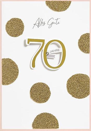 Perleberg Geburtstagskarte Zahlenkarte Alles Gute - edle Karte zum 70. Geburtstag mit Umschlag - schöne Geburtstagskarten 11,6 x 16,6 cm - Karte Geburtstag für eine gelungene Überraschung