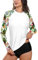 BesserBay Damen Bademode Rash Guard UV Shirts Langarm Surf Shirt Schwimmen Tankini UPF 50+ Weiß Gr.- 44 EU/ 2XL