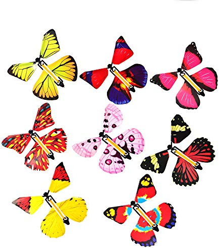Flying Butterfly,12 Pieces Magic Flying Butterfly Card,Rubber Band Butterfly,Surprise Butterfly,Suitable for Birthday Gifts, Children Education, Gift Cards, Surprise Gifts(Random Color)