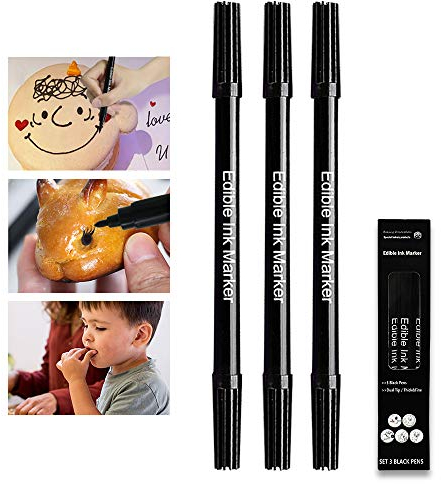 DOMI PRO DMSL 3 Pack Black Food Crayons with Edible Pigments for Kids and Adults, Ideal for Cakes, Coloring and Decorating Food Ice Cream