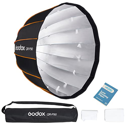 Godox QR-P90 90cm Quick Release Parabolic Deep Softbox Bowens Mount for Godox MS200-V MS300-V SK400II-V DP400III-V DP600III-V SL60W SL60IID SL60IIBi SL100D SL100Bi SL150III (90CM/35.4-inch)