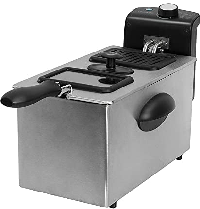 Cecotec Freidora Eléctrica CleanFry 3000. 2180 W, 3 Litros, Acero inoxidable, Filtro OilClean que mantiene el aceite limpio, Tapa con ventana de visión y Filtro antiolores