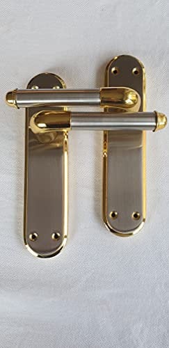 Door Handles Interior Lever Latch Marina Deluxe Sleek Modern Duo Two Tone (Polished Brass/Satin Nickle)