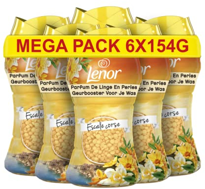 Lenor - Perla para ropa (66 lavados, 154 g x 6), Escale Córcega, un renovador de frescor hasta 12 semanas de almacenamiento