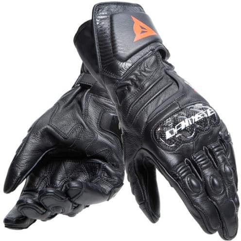 Dainese - Carbon 4 Long Lady Gloves, Lange Sport-Motorradhandschuhe aus Schafsleder mit Knöchelschützern aus Carbon, Frau, Schwarz/Schwarz/Weiß, XL