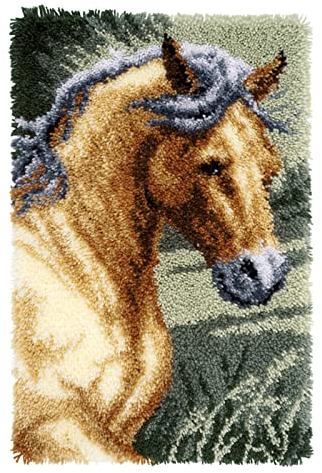 WMDSYGD DIY Latch Hook Kits Tapestry-Kits Latch-Haken-Teppich-Kits mit gedrucktem Pferd-Leinwand-Teppich-Stickerei-Latch-Haken-Teppich-Tasten-Tasten-Paket Knüpfkissen Set (Size : 45x70cm)