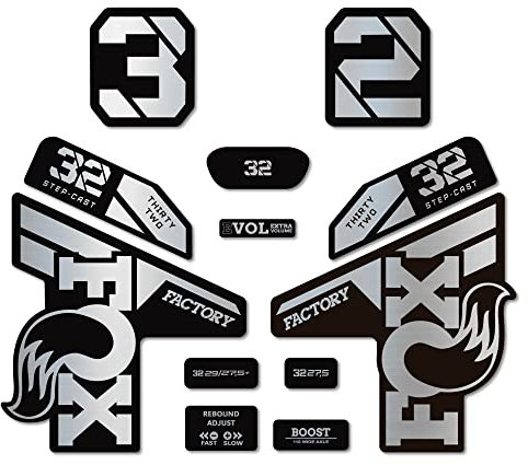 STAR SAM Autocollants compatibles avec fourche vélo Fox 32 SC Factory 2022 chromé miroir 1 cm