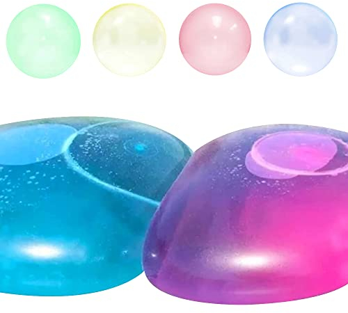 CJBIN Big Bubble Ball, 4 Stück Transparenter Bubbly Seifenblasenkugel, Bubbel Ball Strandgartenball für Indoor-Spiele Freien, Rosa, Himmelblau, Grasgrün und Zitronengelb