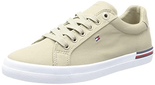 Tommy Hilfiger Mujer Vulcanized Sneaker Essential Stripes Zapatillas, Beige (Sandalwood), 36 EU