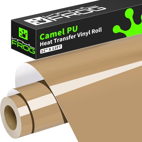 VINYL FROG Heat Transfer Vinyl Roll HTV Vinyl - 12x12ft Maroon Iron on Vinyl for T-Shirts, Heat Press Vinyl for DIY Craft Designs (Camel)