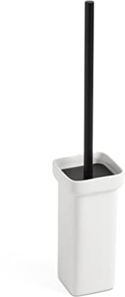 TATAY Escobilla WC | Ceramica y Aluminio | Materiales Resistentes | Escobillas de Baño Funcionales y Compactas | 8,5 x 8,5 x 41 cm - Colección Nero - Blanco y Negro