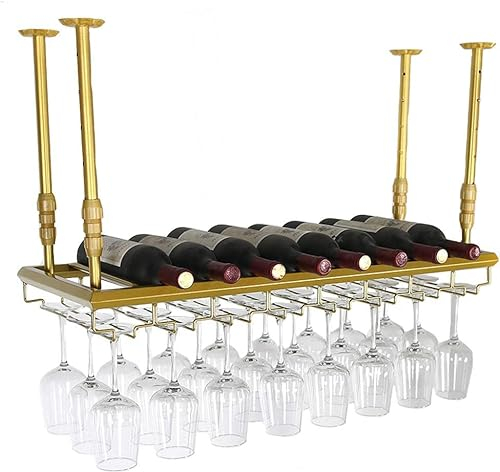 Weinregale Home/Bar Retro mit Stielglashalter | Weinflaschenständer aus Metall zum Aufhängen an der Wand | Industrielles Vintage-Weinglasregal, höhenverstellbar, für Barschrank, Kü