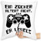 Kissen 40x40 Zierkissen - Deko Hobby - Ein Zocker altert nicht - er levelt - 40 x 40 cm - Weiß - gamerkissen gamer sofakissen zockerkissen gaming pillow gamers statement controller spruch altern