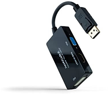 NANOCABLE 10.16.3301-ALL - Conversor DISPLAYPORT a HDMI/DVI/VGA, 20 cm, Color Negro