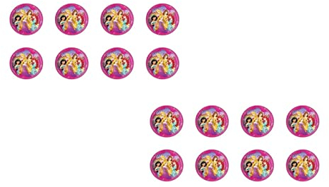 ALMACENESADAN-4739, Pack Princesas Compuesto por 16 Platos de cartón, Ideal para Fiestas y cumpleaños, diametro 20 cm (8435510347390)