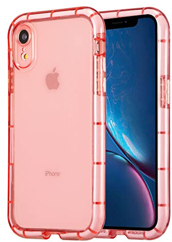EYZUTAK Luminous Phone Case for iPhone XR, Fluorescence TPU Shining in the Darkness Night Glowing Frame Transparent Soft Back Cover Shockproof Protector Thin Light up Bumper Case - Pink