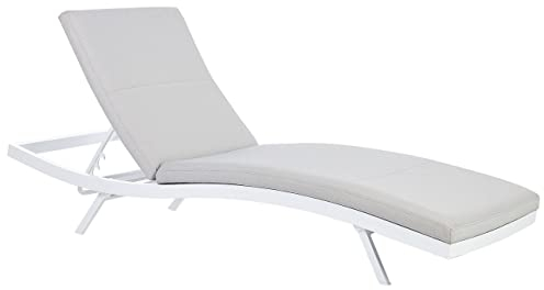 Beliani Gartenliege Aluminium weiß Bespannung grau verstellbares Kopfteil modern Amelia