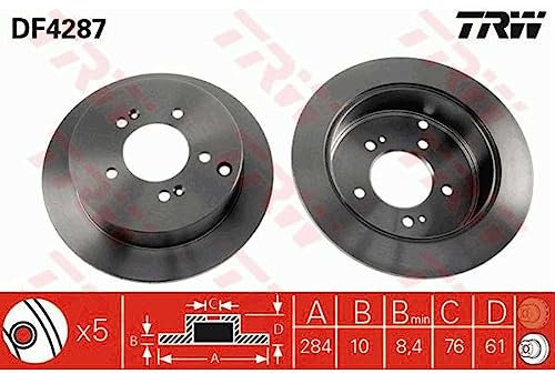 TRW Bremsen Set Bremsscheiben Scheibenbremsen Ø284 Voll hinten + Bremsbeläge Bremsklötze für IX35 Tucson Sportage