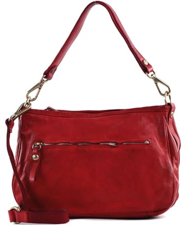 Campomaggi Leder Umhängetasche Eracle Shoulder Bag Rosso rot