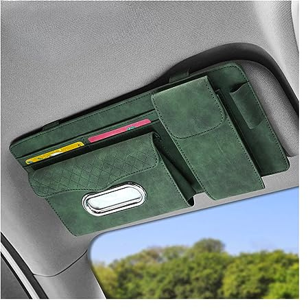 JNNJ Organisateur De Pare-Soleil De Voiture, Organisateur Pare-Soleil Voiture pour Lunettes Soleil,étui Universel pour Pare-Soleil Voiture pour Carte, Clé Licence, Téléphone, Portable(Vert Armée)