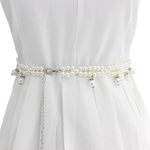 FAIRYGATE Gürtel Damen Frauen Perlengürtel Taillengürtel Perlenkette Weibliche Mädchen Kleiden, DA6405