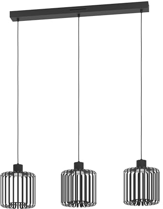 EGLO connect.z Smart-Home LED Pendelleuchte Ginestrone-Z, 3-flammige Hängelampe aus schwarzem Metall, ZigBee, App und Sprachsteuerung Alexa, warmweiß-kaltweiß, RGB, dimmbar