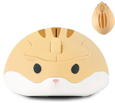 Wireless Mouse,Cute Hamster Shape,1200DPI with USB Unified Receiver,Silent Portable Cordless Optical Cordless Mouse, for Travel School Office PC Computer Laptop, Gift for Kids and Girls (Yellow)