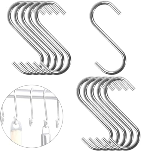 10 Stück S Haken, 7 cm S-Form Metallhaken, S Haken Edelstahl zum Einhängen, für Küche, Garten, Badezimmer (Silber)