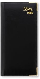 Letts of London Lexicon Terminplaner 2025, Wochenansicht mit Terminen, vertikal, Querformat, Schwarz