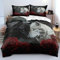 YUTNSAN Bettwäsche 200x200cm Wolf Paar Rot Rose Muster 3 Teilig Kinderbettwäsche Set Mikrofaser 3D Tier Schwarz Weiß Wölfe Bettbezug und Kissenbezug 80x80cm